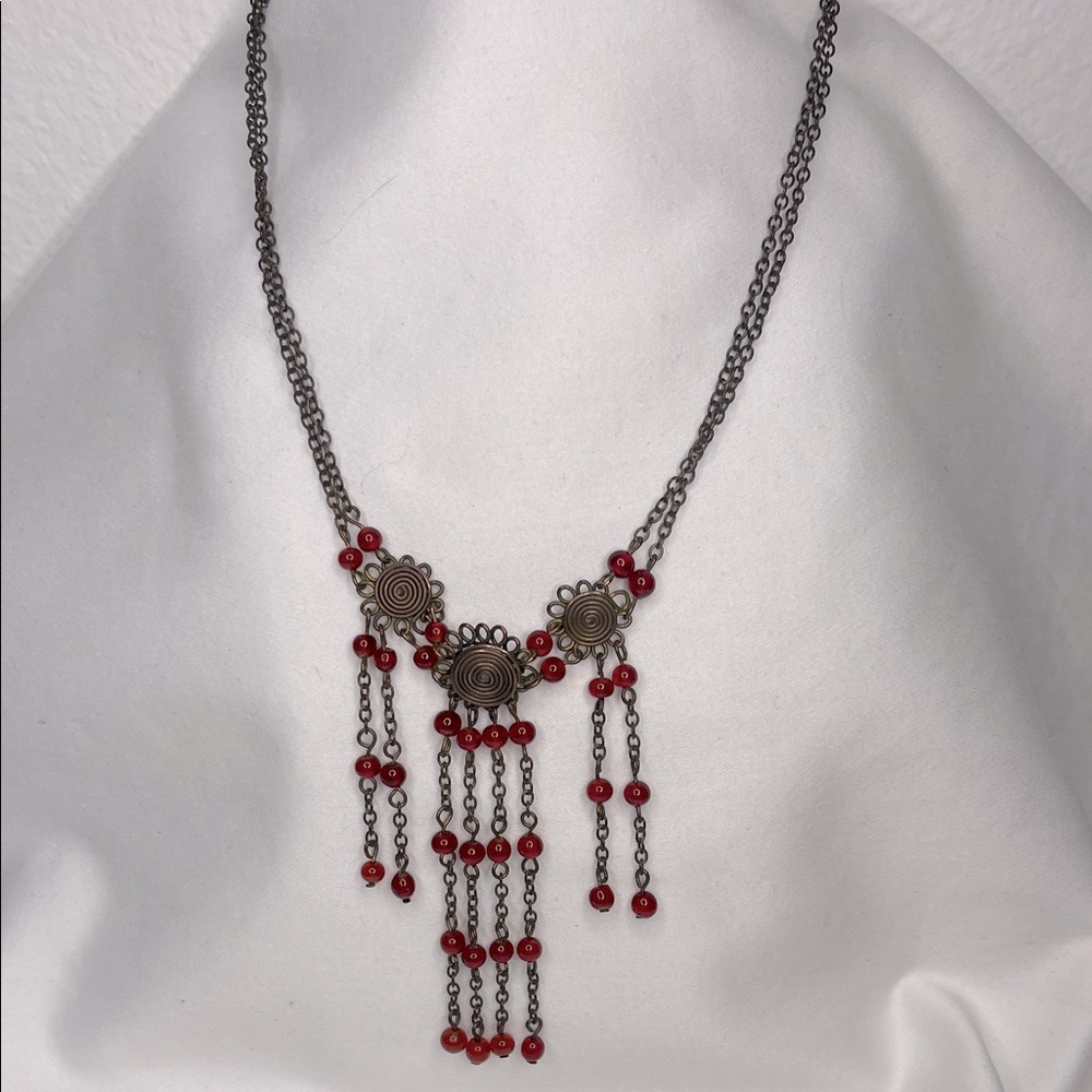 Elegant Red Beaded Necklace
